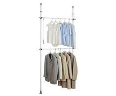 Wenko Teleskop-System Herkules Basic Schwarz, verstellbares Ordnungssystem mit 2 Kleiderstangen, anpassbar an unterschiedlichste Räumlichkeiten für den begehbaren Kleiderschrank, 75-120x165-300x11 cm