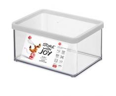 Rotho Loft Vorratsdose 2.25 l, Kunststoff (BPA-frei), transparent / weiss, 2.25 Liter (20 x 15 x 9,6 cm)