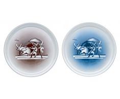 Alessi Set Pizza Teller, Porzellan, braun&blau, 10 x 33 x 10 cm, 2-Einheiten