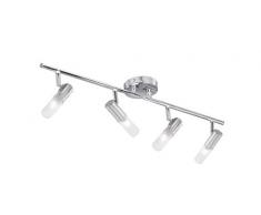 Lighting Collection Modern and Sleek Badezimmerstrahler mit 4 Lampen, IP44, Glas weiß satiniert, Chrom