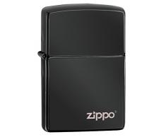 Zippo 60001246 Ebony with Logo Feuerzeug, Messing, Schwarz, one Size