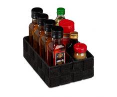 Relaxdays Aufbewahrungskorb, variable Trennwand, vielseitiger Flechkorb für Regale & Schränke, 6,5 x 19 x 13 cm, schwarz