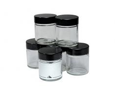 Viva Haushaltswaren - 10 x Glastiegel 30 ml, kleine Glasdosen mit Deckel als Cremetiegel, Schraubdeckelglas, Gewürzglas, Kosmetikdose etc. verwendbar (inkl. Beschriftungsetiketten)