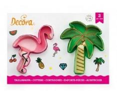0255071 DECORA AUSSTECHER AUS KUNSTSTOFF FLAMINGO UND PALME 2-TLG 10/9,5XH2CM
