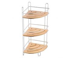 MSV Wandregal Bambus in Braun, Hängeregal aus nachhaltigem Bambus, verchromtes Badregal mit 3 Böden, Handtuchhalter mit Befestigungsmaterial