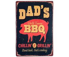 Dad s BBQ Stand Back Dad s Cooking Wanddekoration vintage Blechschild 20 x 30 cm