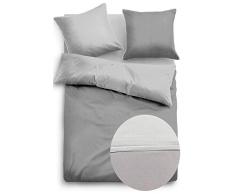 TOM TAILOR 0069940 Satin Bettwäsche Garnitur mit Kopfkissenbezug (Baumwolle) 1x 155x220 cm + 1x 80x80 cm, grau