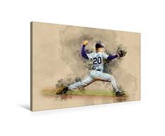 Premium Textil-Leinwand 90 cm x 60 cm quer Baseball | Wandbild, Bild auf Keilrahmen, Fertigbild auf echter Leinwand, Leinwanddruck