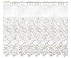 Plauener Spitze by Modespitze, Store Bistro Gardine Scheibengardine mit Stangendurchzug, hochwertige Stickerei, Höhe 60 cm, Breite 112 cm, Creme