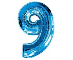 amscan NEU Folienballon Große Zahl 9 blau, 58x88 cm
