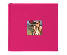 Goldbuch Fotoalbum mit Bildausschnitt, Living, 30x30 cm, 100 weiße Seiten mit Pergamin-Trennblättern, Hochwertiger Einband aus Strukturpapier in Leinenoptik, Pink, 31 097