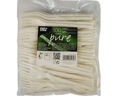 Papstar Bio-Plastikgabeln / Einwegbesteck pure, (100 Stück), weiß / natur, C-PLA , Länge 16.3 cm, geeignet für Grillpartys und Geburtstage, umweltfreundlich, #82189