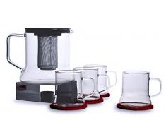 Bohemia Cristal 093 006 127 SIMAX Punschset 11 teilig, 1 Kanne ca. 1,8 ltr. aus hitzebeständigem Borosilikatglas mit Kunststoffdeckel und Metallsieb + 4 Tassen ca. 250 ml aus hitzebeständigem Borosilikatglas + 1 Metallstövchen + 4 Filzuntersetzer