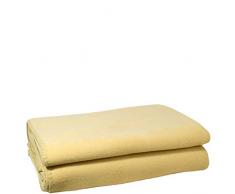 Soft-Fleece-Decke – Polarfleece-Decke mit Häkelstich – flauschige Kuscheldecke – 110x150 cm – 165 curcuma - von ’zoeppritz since 1828’