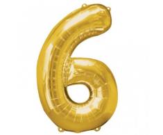 amscan Folienballon 6 Gold, 43 x 66 cm
