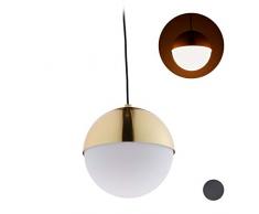 Relaxdays Hängelampe Kugel, modernes Design, für Flur & Wohnzimmer, runde Hängeleuchte, Metall & Glas, ∅ 25 cm, gold
