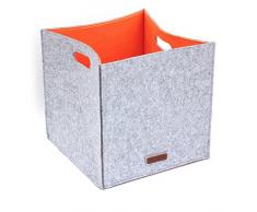LuckySign-Simeles Aufbewahrungskorb Filz, 33x33x33cm, Orange