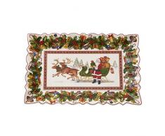 Villeroy & Boch Toys Fantasy Eckige Kuchenplatte Schlitten, Premium Porzellan, Grün/Rot