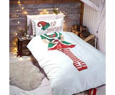 Sleepdown Elf Yourself Selfie Weihnachts-Bettwäsche-Set für Mädchen – Einzelbett