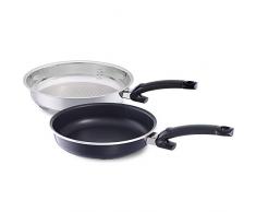 Fissler / Pfannen-Set, 2-teilig, Ø 28 cm (protect alux comfort plus-Aluminiumpfanne, antihaftend) und (crispy steelux comfort Edelstahl-Pfanne, unbeschichtet) - Induktions-geeignet