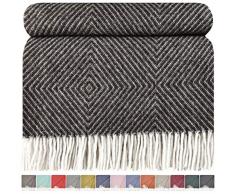 STTS International Wohndecke Wolldecke 140 x 200 cm Decke Tagesdecke Kuscheldecke Plaid Garda (Dunkelbraun)