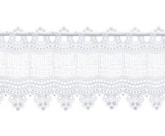 Plauener Spitze by Modespitze, Store Bistro Gardine Scheibengardine mit Stangendurchzug, hochwertige Stickerei, Höhe 28 cm, Breite 96 cm, WeiÃ