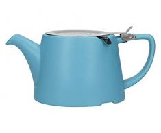 London Pottery Company 43220 Teekanne, oval, mit Sieb für losen Tee, Steinzeug, Steingut, Blau - Satin Blue, 3 Cup Loose Leaf Teapot