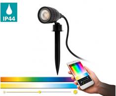 EGLO connect Erdspießstrahler Nema 1-C, Smart Home Außenleuchte, Bodenspießlampe aus Kunststoff, Fassung: GU10, dimmbar, Weißtöne und Farben einstellbar, IP44, schwarz