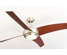 AireRyder Deckenventilator Borealis mit Beleuchtung und Fernbedienung, Gehäuse Satin Nickel, Flügelfarbe Walnuss, 122 cm