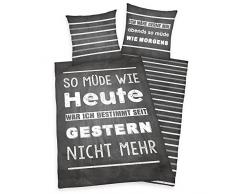 Herding Young Collection Bettwäsche-Set, Wendemotiv mit Spruch, Bettbezug 135 x 200 cm, Kopfkissenbezug 80 x 80 cm, Baumwolle/Renforcé