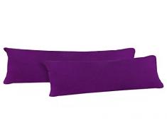 NatureMark Doppelpack Jersey Kissenbezug Gr. 40 x 145 cm für Seitenschläferkissen Kissenbezüge in 14, 100% Baumwolle (Lila)