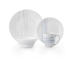 Corelle 3229 Silver Strands Tafelservice, bruchfest, 16-teilig, Vitrelle-Glas