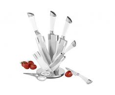 7-tlg. Messerset QUASERE aus Edelstahl mit weißen, gummierten Griffen, Klingen aus Spezialstahl. Im Geschenkkarton.