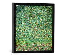 Gerahmtes Bild von Gustav Klimt Apfelbaum I, Kunstdruck im hochwertigen handgefertigten Bilder-Rahmen, 50x50 cm, Schwarz matt