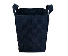 Franz Müller Flechtwaren 80659F13 Wäschebehälter quadratisch, 37 x 37 x 55 cm, Filz-Optik dunkelgrau