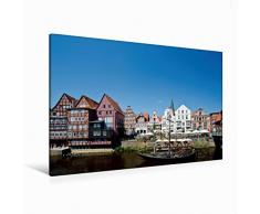 Calvendo Premium Textil-Leinwand 120 cm x 80 cm Quer der Stintmarkt in LÃ¼neburg | Wandbild, Bild auf Keilrahmen, Fertigbild auf Echter Leinwand, Leinwanddruck