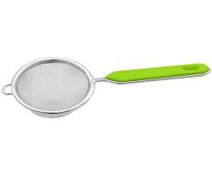 Fackelmann Sieb Ø 7 cm, Küchensieb aus Edelstahl, feinmaschiger Seiher mit Griffeinlage aus Kunststoff (Farbe: Grün/Silber), Menge: 1 Stück