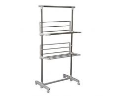 homcom 850-002 Wäscheständer, Edelstahl, silber, 136.5 x 62 x 154 cm