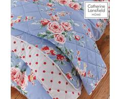 Catherine Lansfield Canterbury Tagesdecke, pflegeleicht, 220 x 230 cm, Blau
