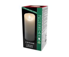 Konstsmide 1832-100, LED Echtwachskerze mit 3D Flamme , weiß / für Innen (IP20) / warm weiße Dioden / 4/8h Timer / Batteriebetrieben: 2xC 1.5V (exkl.)