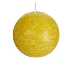 Spaas 6 Rustikale Kugelkerzen ohne Duft, Paraffinwachs Autumn Yellow, D x H 100 mm