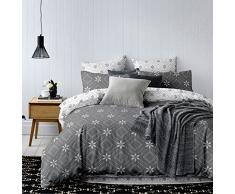 DecoKing Premium Bettwäsche 200x200 cm mit 2 Kissenbezügen 80x80 grau geometrisches Muster Microfaser weiß anthrazit Graphit Stahl Hypnosis Snowy Night