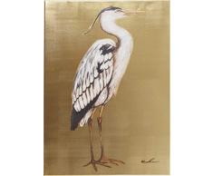 Kare Design Bild Touched Heron Right, XXL Leinwandbild auf Keilrahmen, Wanddekoration mit Vogel, bunt, Gold (H/B/T) 70x50x4cm