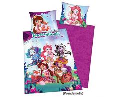 Herding Bettwäsche Enchantimals, Kopfkissenbezug 80x80cm, Bettbezug 135x200cm, Renforcé, mit Qualitätsreißverschluss