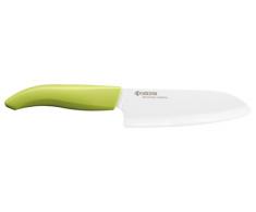 KYOCERA GEN COLOUR Santoku Keramikmesser FK-140WH-GR Santokumesser mit extrem scharfer Keramikklinge für absolut präzise Schnitte. Grifffarbe grün. Klingenlänge: 14 cm