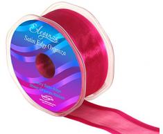 Eleganza 38 mm x 25 m Geschenkband aus Organza mit Satin-Einfassung, Deep cerise 30