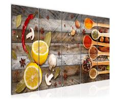 Bilder Küche Gewürze Wandbild 200 x 80 cm Vlies - Leinwand Bild XXL Format Wandbilder Wohnzimmer Wohnung Deko Kunstdrucke Braun 5 Teilig - MADE IN GERMANY - Fertig zum Aufhängen 019655b