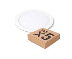 LED Atomant Panel Einbauleuchte rund flach, 18 W, warmweiß 3000 K, 1600 lm, Driver enthalten, Normschnitt 200 mm, 5er Pack