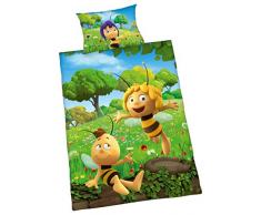 Herding BIENE MAJA Kleinkinder-Bettwäsche-Set, Wendemotiv, Bettbezug 100 x 135 cm, Kopfkissenbezug 40 x 60 cm, Baumwolle/Renforcé