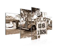 Bilder Vintage Auto Route 66 Wandbild Vlies - Leinwand Bild XXL Format Wandbilder Wohnung Deko Kunstdrucke - MADE IN GERMANY - Fertig zum Aufhängen 609853b